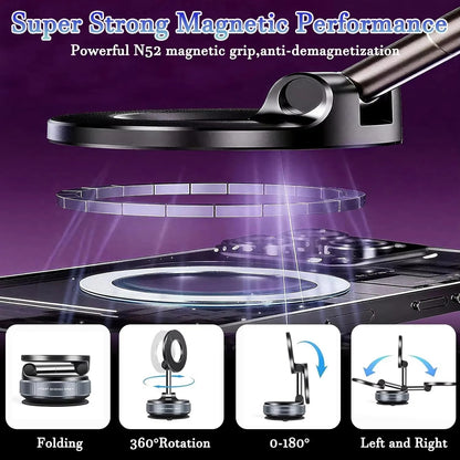 360° Rotating Vacuum Magnetic Mobile Holder Stand | Strong Suction + Powerful Magnet Phone Mount for Car, Desk, Gym, Mirror & Shower | Universal Compatible with All Smartphones (With Metal Ring)