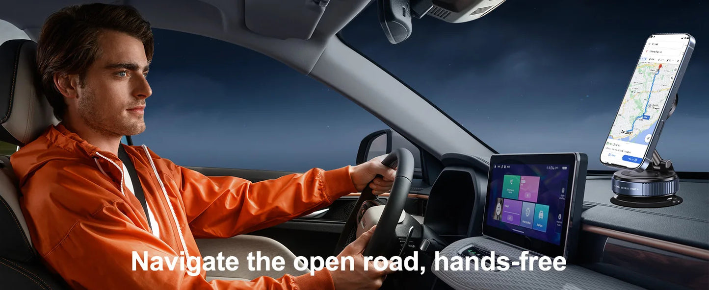 360° Rotating Vacuum Magnetic Mobile Holder Stand | Strong Suction + Powerful Magnet Phone Mount for Car, Desk, Gym, Mirror & Shower | Universal Compatible with All Smartphones (With Metal Ring)