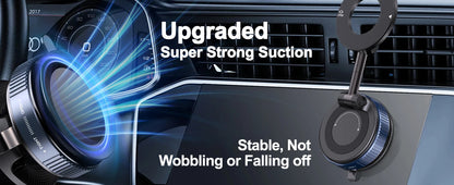360° Rotating Vacuum Magnetic Mobile Holder Stand | Strong Suction + Powerful Magnet Phone Mount for Car, Desk, Gym, Mirror & Shower | Universal Compatible with All Smartphones (With Metal Ring)