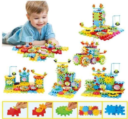 Battery Operated 81pcs Rotating Building Blocks with Gears for STEM Learning