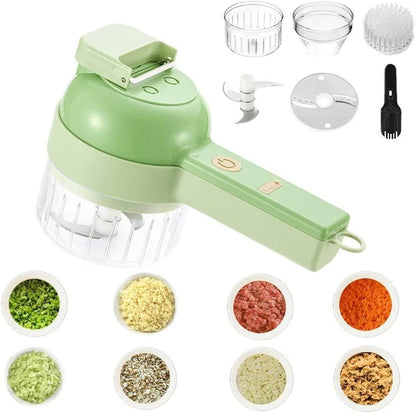 4-in-1 Electric Vegetable Chopper | USB Rechargeable Food Processor with Stainless Steel Blades | Portable Onion, Garlic & Vegetable Cutter