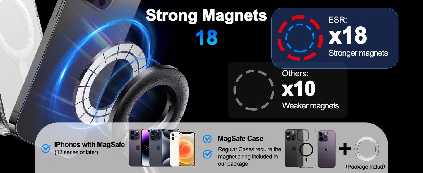 360° Rotating Vacuum Magnetic Mobile Holder Stand | Strong Suction + Powerful Magnet Phone Mount for Car, Desk, Gym, Mirror & Shower | Universal Compatible with All Smartphones (With Metal Ring)