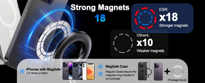 360° Rotating Vacuum Magnetic Mobile Holder Stand | Strong Suction + Powerful Magnet Phone Mount for Car, Desk, Gym, Mirror & Shower | Universal Compatible with All Smartphones (With Metal Ring)