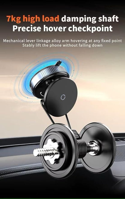 360° Rotating Vacuum Magnetic Mobile Holder Stand | Strong Suction + Powerful Magnet Phone Mount for Car, Desk, Gym, Mirror & Shower | Universal Compatible with All Smartphones (With Metal Ring)