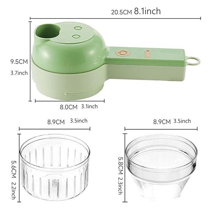 4-in-1 Electric Vegetable Chopper | USB Rechargeable Food Processor with Stainless Steel Blades | Portable Onion, Garlic & Vegetable Cutter