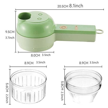 4-in-1 Electric Vegetable Chopper | USB Rechargeable Food Processor with Stainless Steel Blades | Portable Onion, Garlic & Vegetable Cutter